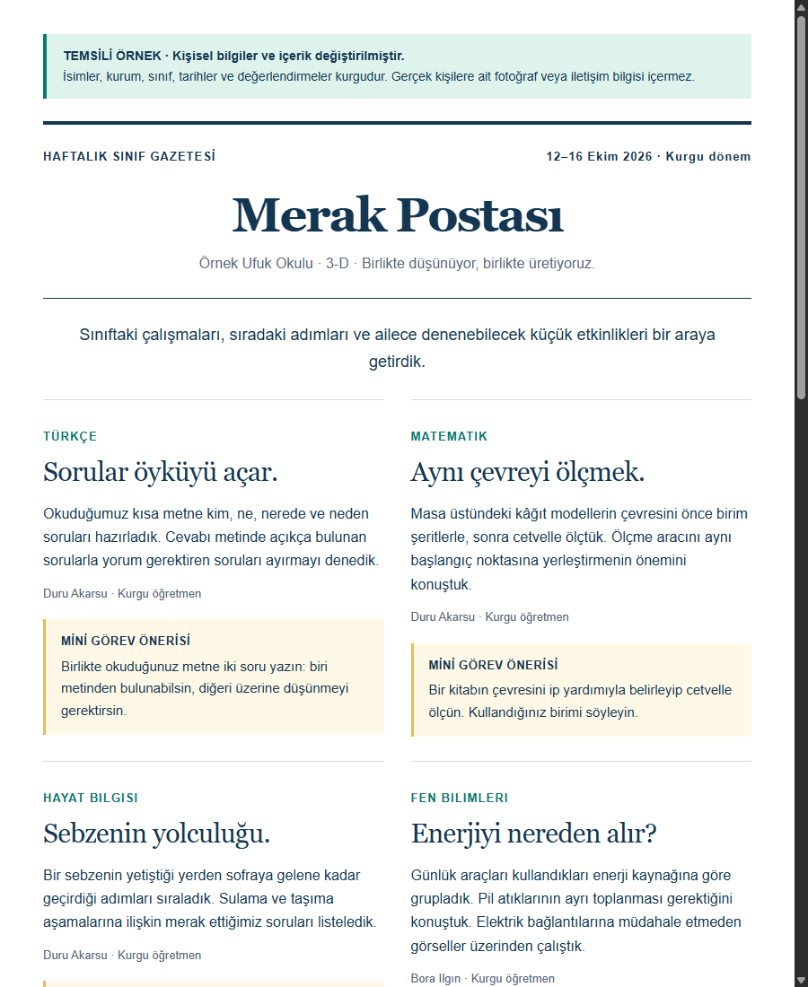İkinci Merak Postası bülteninde ölçme, doğa ve birlikte üretim çalışmaları.